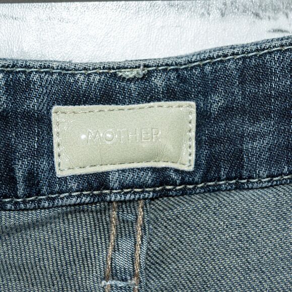 MOTHER Denim The Looker Distressed Skinny Jeans Blue Tarnished size 25 - Picture 6 of 11